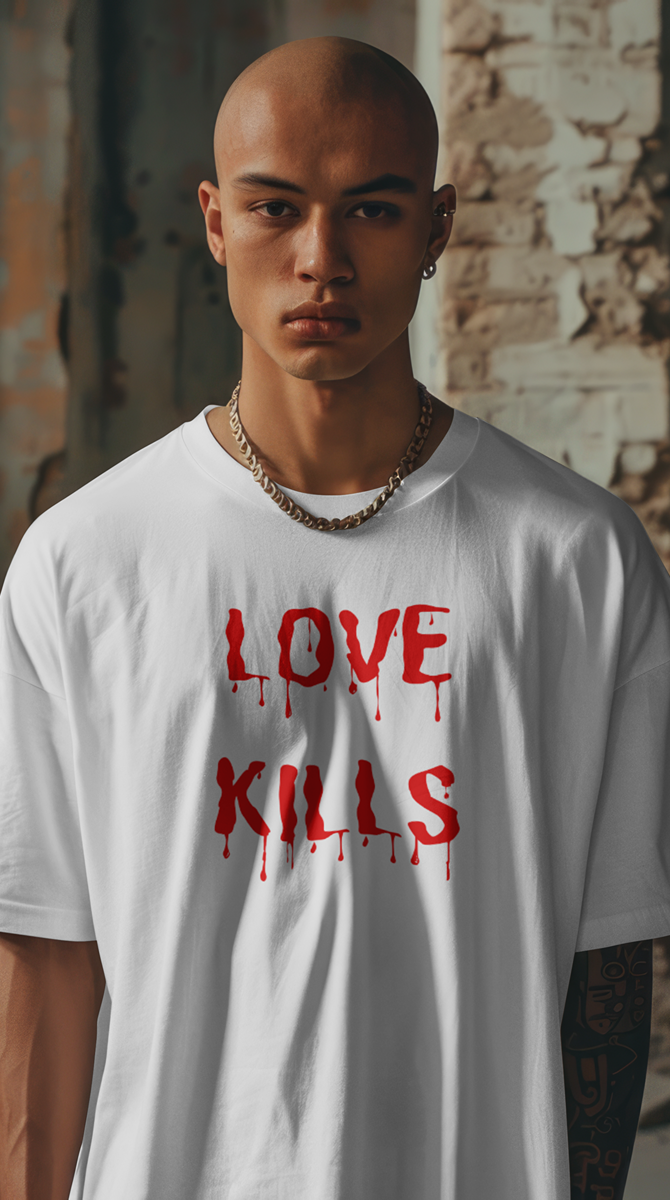 LOVE KILLS (WHITE) Мъжка тениска