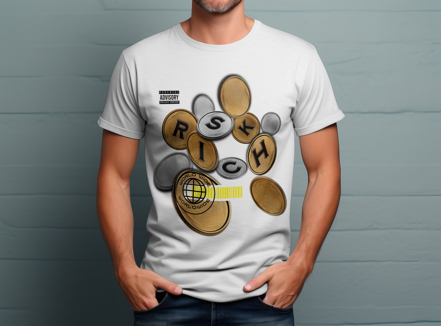 RISK/RICH (WHITE) Мъжка тениска